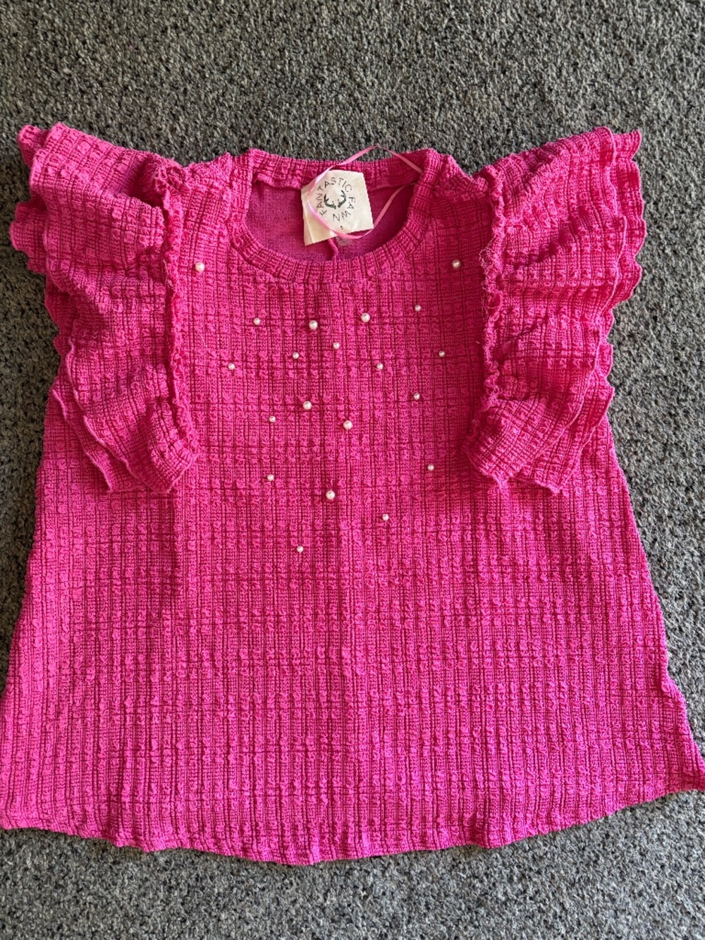 Fantastic fawn pink flutter sleeve top small